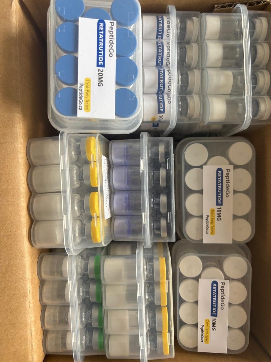 PeptideGo Retatrutide 10mg and 20mg labeled inventory